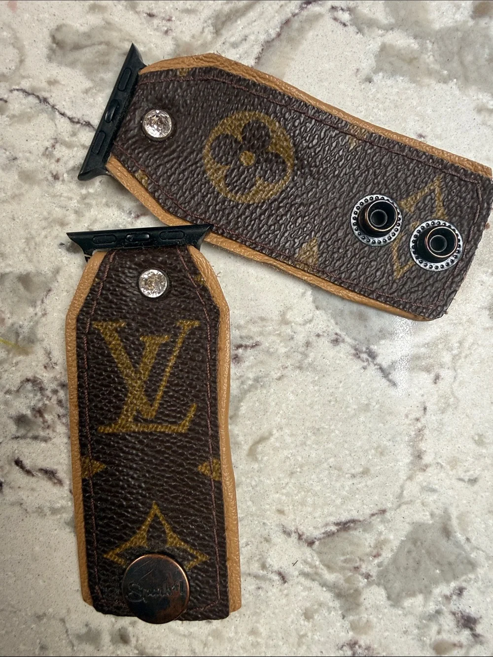 Louis Vuitton Brown & Tan Monogram Watch Band Adapters